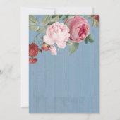 ピンク素朴フローラダスティブルーブライダルシャワー 招待状 (裏面)