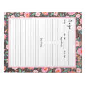 ピンク素朴フローラダークウッドレシピ ノートパッド (正面)