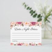 ピンク素朴フローラデート夜アイディアカード ポストカード (スタンド正面)