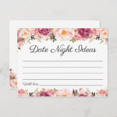 ピンク素朴フローラデート夜アイディアカード ポストカード (正面/裏面)
