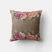 ピンク素朴フローラニュートラルカラーヴィンテージ クッション (裏面)