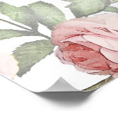 ピンク素朴フローラブライダルシャワーウェルカムサイン ポスター (角)