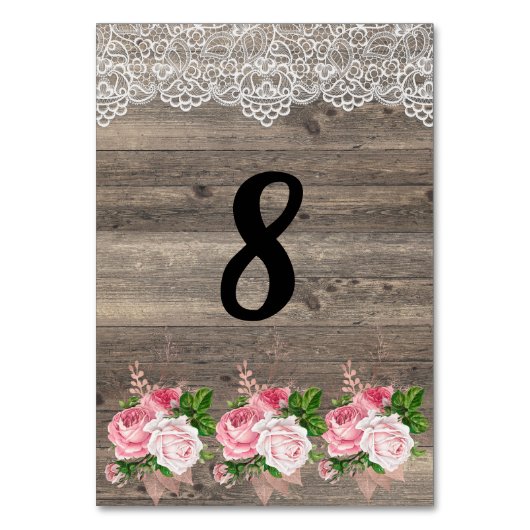ピンク素朴フローラブーケレーステーブル番号 テーブルナンバー (正面)