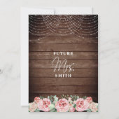 ピンク素朴フローラホワイトガウンドレスブライダルシャワー 招待状 (裏面)