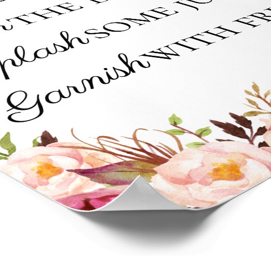 ピンク素朴フローラミモサバー標識 ポスター (角)