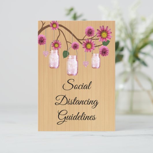 ピンク素朴フローラメーソンジャー安全対策 エンクロージャーカード (スタンド正面)