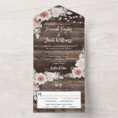 ピンク素朴フローラユーカリ糸ラ結婚イト オールインワン招待状 (内側)