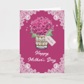 ピンク素朴フローラレース母のデイカード カード (正面)