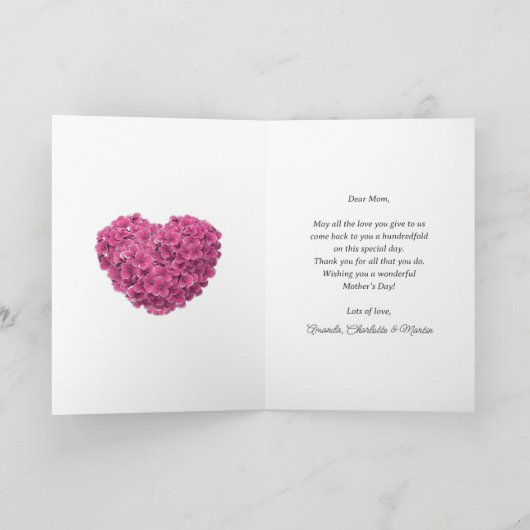 ピンク素朴フローラレース母のデイカード カード (内部)