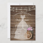 ピンク素朴フローラ付き木筒ブライダルシャワー 招待状 (正面)