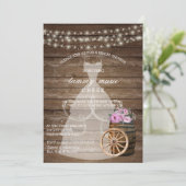 ピンク素朴フローラ付き木筒ブライダルシャワー 招待状 (スタンド正面)