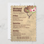 ピンク素朴フローラ女性のカーボーイ招待状2辺 招待状 (裏面)