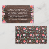 ピンク素朴フローラ水色ベビーシャワー エンクロージャーカード (正面/裏面)