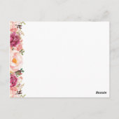 ピンク素朴フローラ結婚のアドバイスカード ポストカード (裏面)