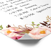 ピンク素朴フローラ結婚のイベント標識 ポスター (角)