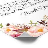 ピンク素朴フローラ結婚のタイムカプセル標識 ポスター (角)