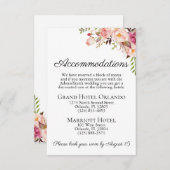 ピンク素朴フローラ結婚の宿泊カード エンクロージャーカード (正面/裏面)