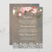 ピンク素朴フローラ結婚インフォメーションゲスト エンクロージャーカード (正面/裏面)