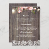 ピンク素朴フローラ結婚インフォメーションゲスト エンクロージャーカード (正面/裏面)