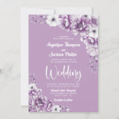 ピンク素朴フローラ結婚ズ 招待状 (正面)