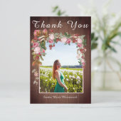 ピンク素朴フローラ結婚ブライダルシャワー | サンキューカード (スタンド正面)