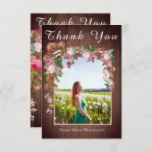 ピンク素朴フローラ結婚ブライダルシャワー | サンキューカード (正面/裏面)