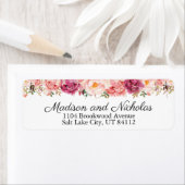 ピンク素朴フローラ結婚差出人住所ラベル ラベル (インサイチュ)