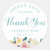 ピンク素朴フローラ結婚式の引き出物ハンドサニタイザー ラウンドシール (正面)