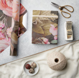 ピンク素朴フローラ緑化ユーカリ ラッピングペーパー