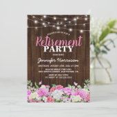 ピンク素朴フローラ退職パーティー 招待状 (スタンド正面)