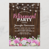 ピンク素朴フローラ退職パーティー 招待状 (正面)
