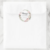 ピンク素朴フローラ100誕生日ありがとう ラウンドシール (バッグ)