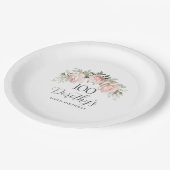 ピンク素朴フローラ100thバースデーパーティーカスタム ペーパープレート (アングル)