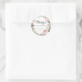 ピンク素朴フローラ80誕生日ありがとう ラウンドシール (バッグ)