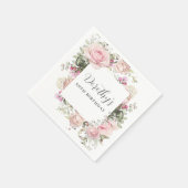 ピンク素朴フローラ80thバースデーパーティーカスタム スタンダードカクテルナプキン (角)