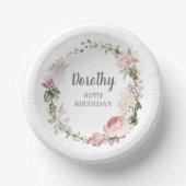 ピンク素朴フローラ80th誕生日パーティー ペーパーボウル (正面)