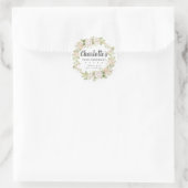 ピンク素朴フローラ90誕生日ありがとう ラウンドシール (バッグ)