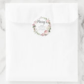 ピンク素朴フローラ90誕生日ありがとう ラウンドシール (バッグ)