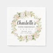 ピンク素朴フローラ90thバースデーパーティーナプキンス スタンダードカクテルナプキン (正面)