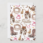 ピンク素朴ブラウンガールズ1stロデオ1st誕生日 招待状 (裏面)