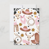 ピンク素朴ブラウンロデオ誕生日サンキューカード 招待状 (裏面)