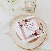 ピンク素朴ブルゴーニュフローラ結婚ズブライダルシャワー スタンダードカクテルナプキン