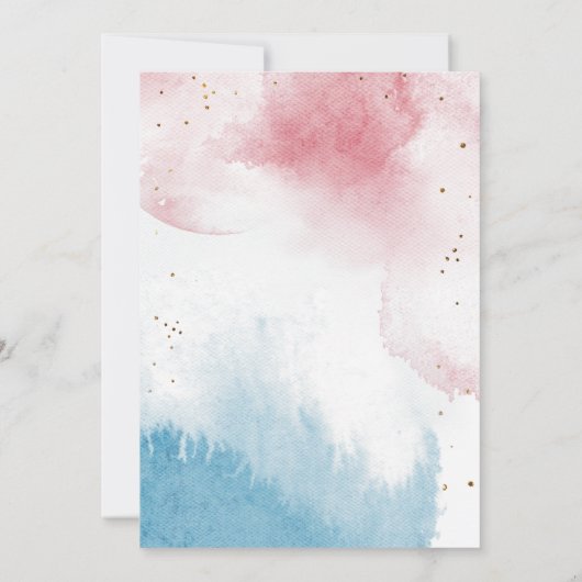 ピンク素朴ブルー金ゴールドムーンスターズ赤ちゃんシャワー サンキューカード (裏面)