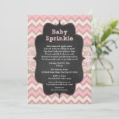 ピンク素朴ベビー散水招待状、女の子の赤ちゃんシャワー 招待状 (スタンド正面)