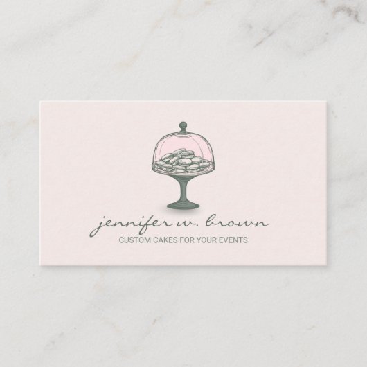 ピンク素朴ベーカリーレトロスイーツペストリーマカロン 名刺 (正面)