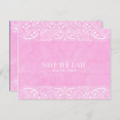 ピンク素朴ペイズリーカントリーウェスタン日付を保存 案内ポストカード (正面/裏面)