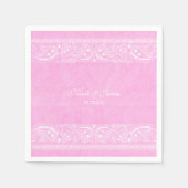 ピンク素朴ペイズリーカントリー結婚ウェスタン スタンダードカクテルナプキン (正面)