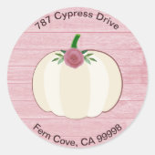 ピンク素朴ホワイトカボチャフローラ封筒用シール ラウンドシール (正面)