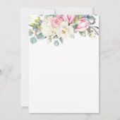 ピンク素朴ホワイトローズマグノリアヒドランゲア結婚ズ 招待状 (裏面)