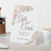 ピンク素朴ボホシックフローラギフト&カー結婚ド 台座サイン (インサイチュ)